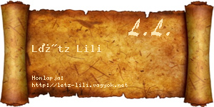 Létz Lili névjegykártya
